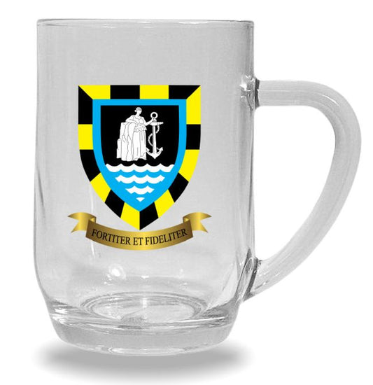 GLASSWARE: 1 SACC Battalion Clear Glass Beer Mug: 1CGM