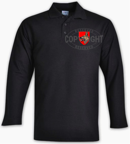 Dog Centre Black Golf Shirt (Long Sleeve): GLSDC-L - Bokkop