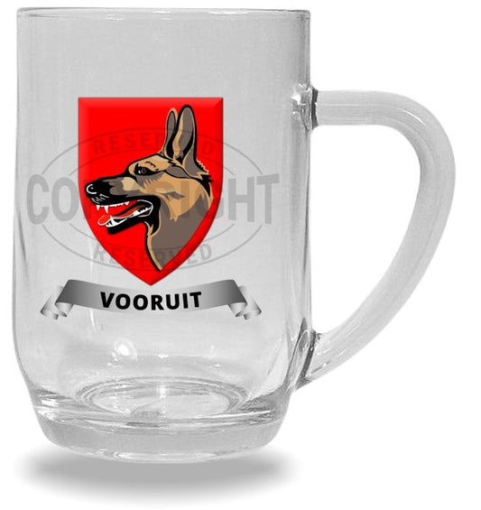 GLASSWARE: Dog Centre Clear Glass Beer Mug: DCGM