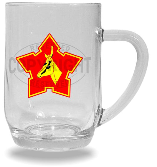 GLASSWARE: S.A. Army Clear Glass Beer Mug: SACGM