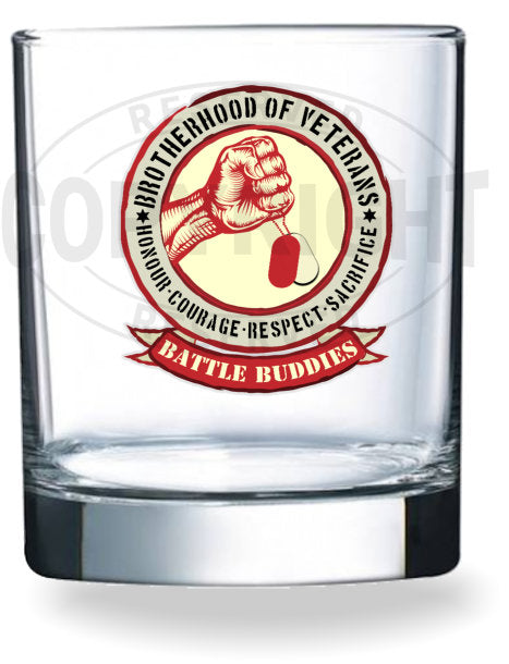 GLASSWARE: Battle Buddies Whiskey Glass Tumbler: BBWG
